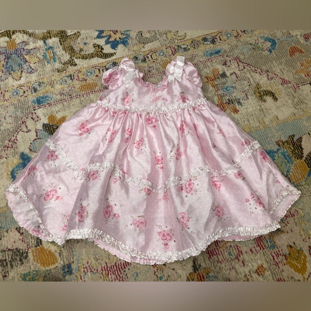 Marmellata Pink And White Floral Ruffle Dress Size 3-6 Months